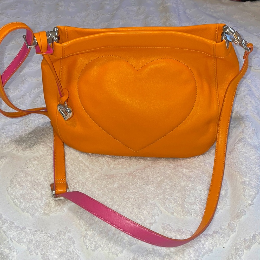 NWOT Brighton leather orange heart crossbody bag purse